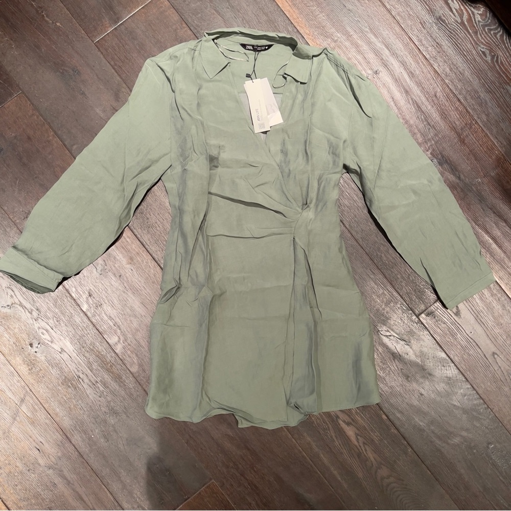 Zara Olive Long Sleeve Dress